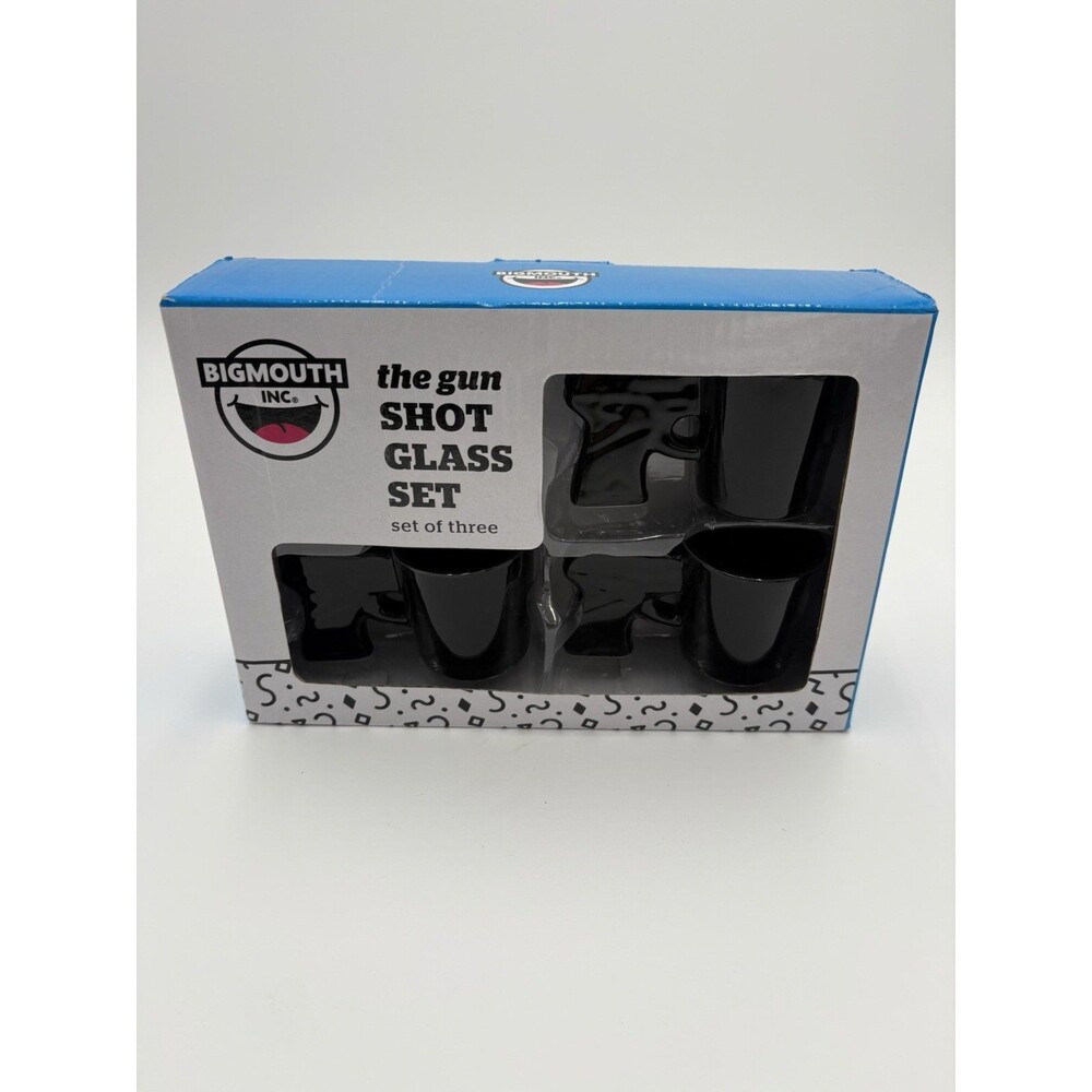 Set of 3 Black Gun Shaped Ceramic Shot Glasses Set by Big Mouth Toys